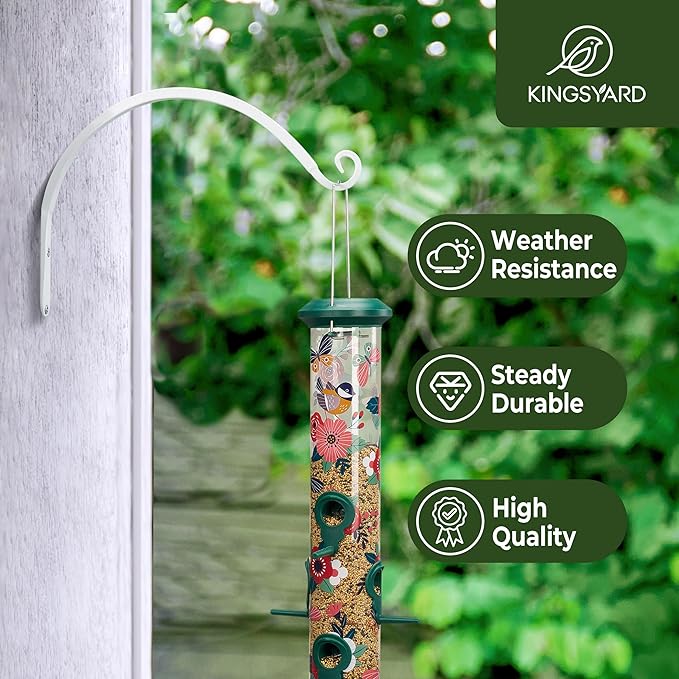 Kingsyard 2-Pack Wall Plant Hanger Outdoor - Heavy Duty Metal Hanging Bracket Hooks for Hanging Plant, Bird Feeders, Lanterns, Wind Chimes Outdoor & Indoor, 12-Inch/White