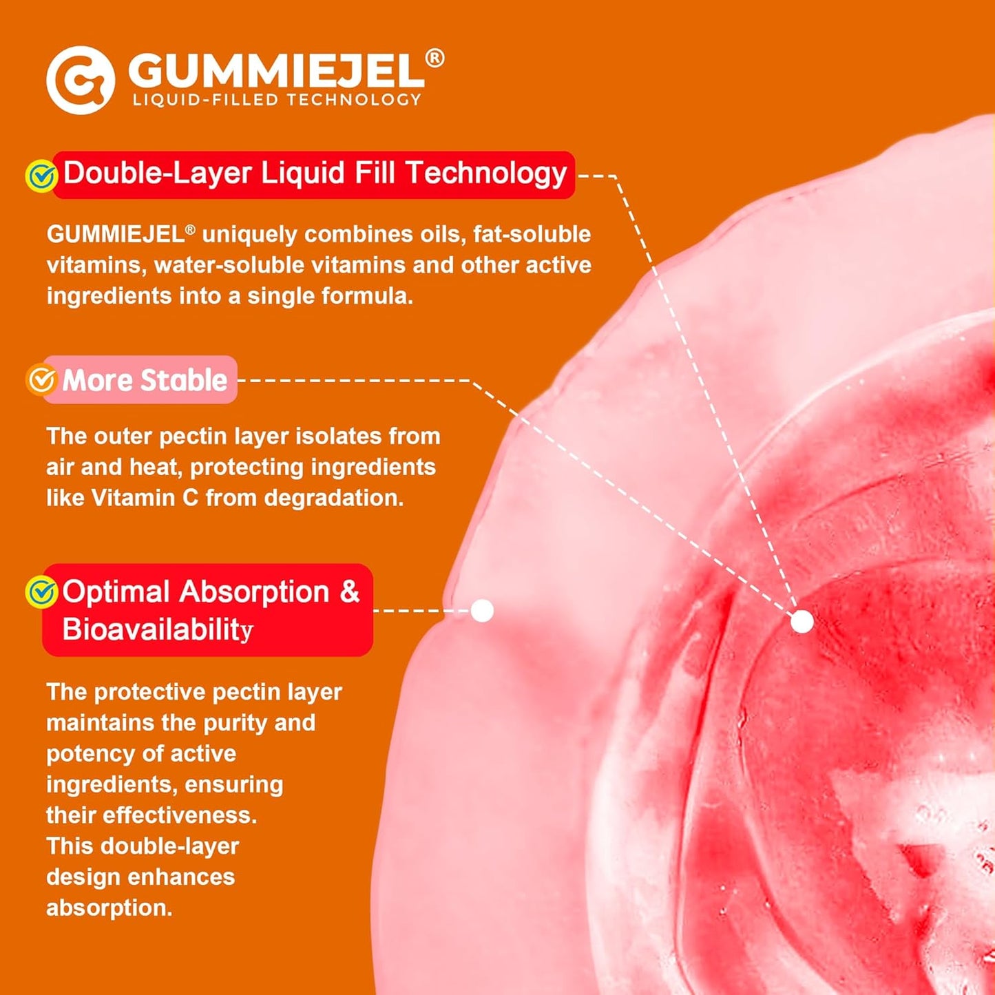 Liposomal Vitamin C 1000mg Filled Gummies for Adults & Kids 9+, 1660mg Blend w/Echinacea, Elderberry, D3, Zinc, Iron, Bioflavonoid, Astaxanthin, Natural Organic Chewable Vitamin C, Sugar Free, 2Pack