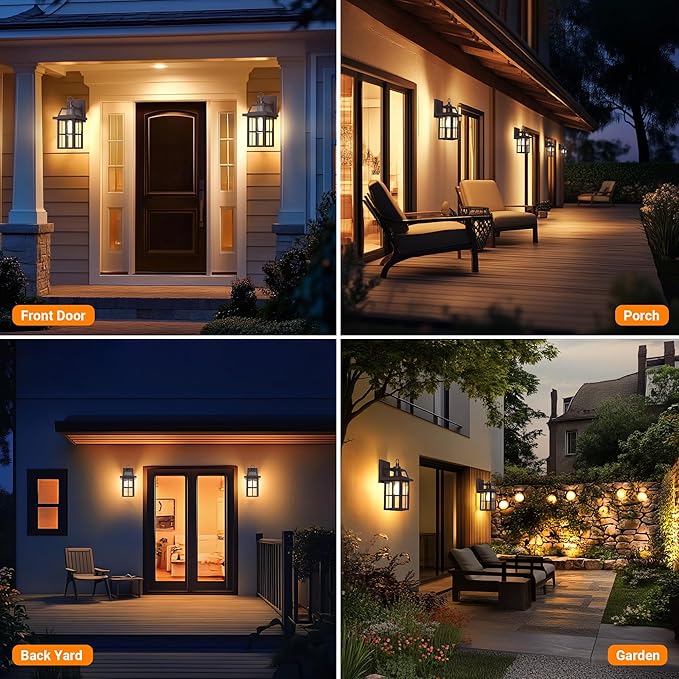 WIHTU Outdoor Wall Lantern, Porch Lights with Glass Shade, Waterproof Wall Sconce Light, ORB Fixtures Exterior Lighting, Aluminum Lanterns, Anti-Rust Front Door Garden