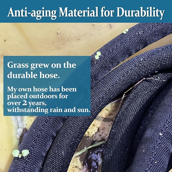 Garden Hose 100ft, Made of TPE(Not PVC), Ultra-Light & Flexible Water Hose with Solid Brass Fittings, Non-Shrinking, Easy to Storage, Drinking Water Safe Material, All-weather, SeaBlue