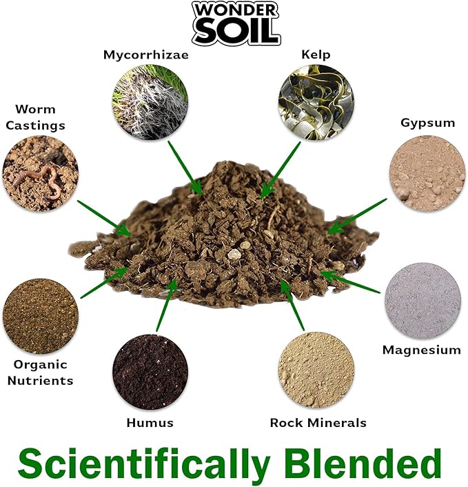 WONDER SOIL Organic Potting Soil | Ready to Plant Coco Coir Fully Loaded with Nutrients | 3 LBS Bag Expands to 12 Quarts of Indoor Outdoor Soil for Gardens & Plants | Incl Worm Castings, Perlite