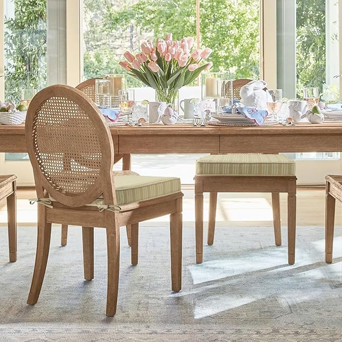 Outdoor Round Corner Seat Cushion, 17"x16"x2", Set of 4, Non Slip Seat Cushion Pads with Removable Cover for Patio Furniture, Garden Yard Lawn, Beige Brown Stripe