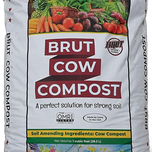 Brut Organic Cow Compost - 10 Quart - Nutrient-Rich Fertilizer for Thriving Gardens - Safe, Pure, and Effective, (10 Pack)