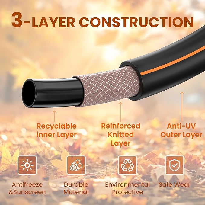Giraffe Tools Garden Leader Hose 3ft x 5/8", Short Water Hose Heavy Duty, Flexible, Lightweight Hybrid Hose with Swivel Handle, Double Female Fittings, Burst 600 PSI