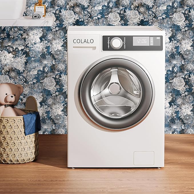 Vintage Garden Peel & Stick Floral Wallpaper - Removable White/Blue Vinyl Self Adhesive Mural - 17.7in x 9.84ft