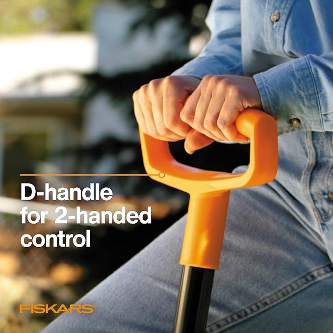Fiskars D-Handle Digging Shovel - Heavy Duty Gardening Tool with 46" Straight D-Handle - Lawn and Yard Tools - Black/Orange