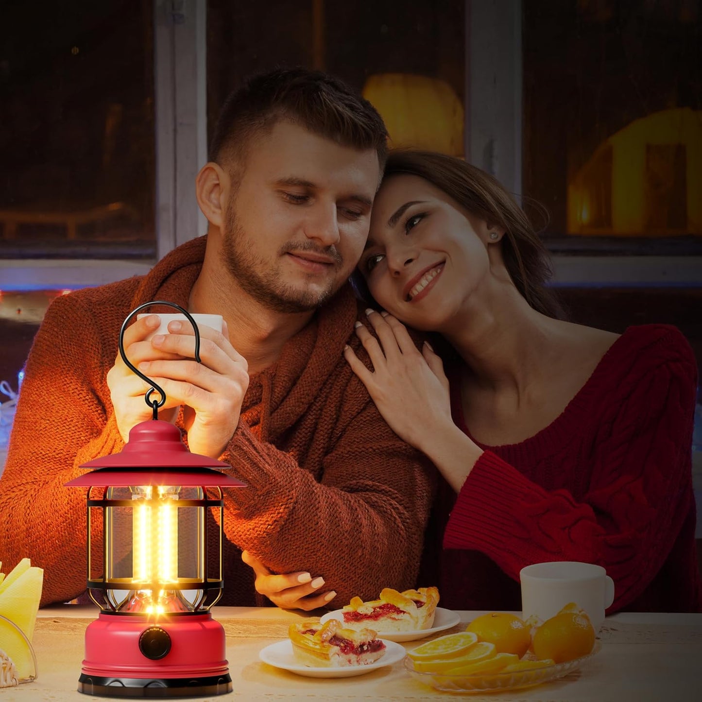 Retor LED Pink Camping Lanterns 1 Pack 1500 LM Step-Less Dimming Lightweight Battery Powered USB Rechargeable Flashlights Survival Kits Home Garden Yard Emergency Outages Hiking Lantern Light