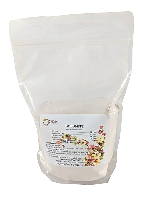 Greenway Biotech Dolomite Lime Plus- Includes 11.8% Magnesium and 22.7% Calcium Helps to Adjust The pH Level- Great to Make Your Own Compost and Worm Bins- 3 Pounds