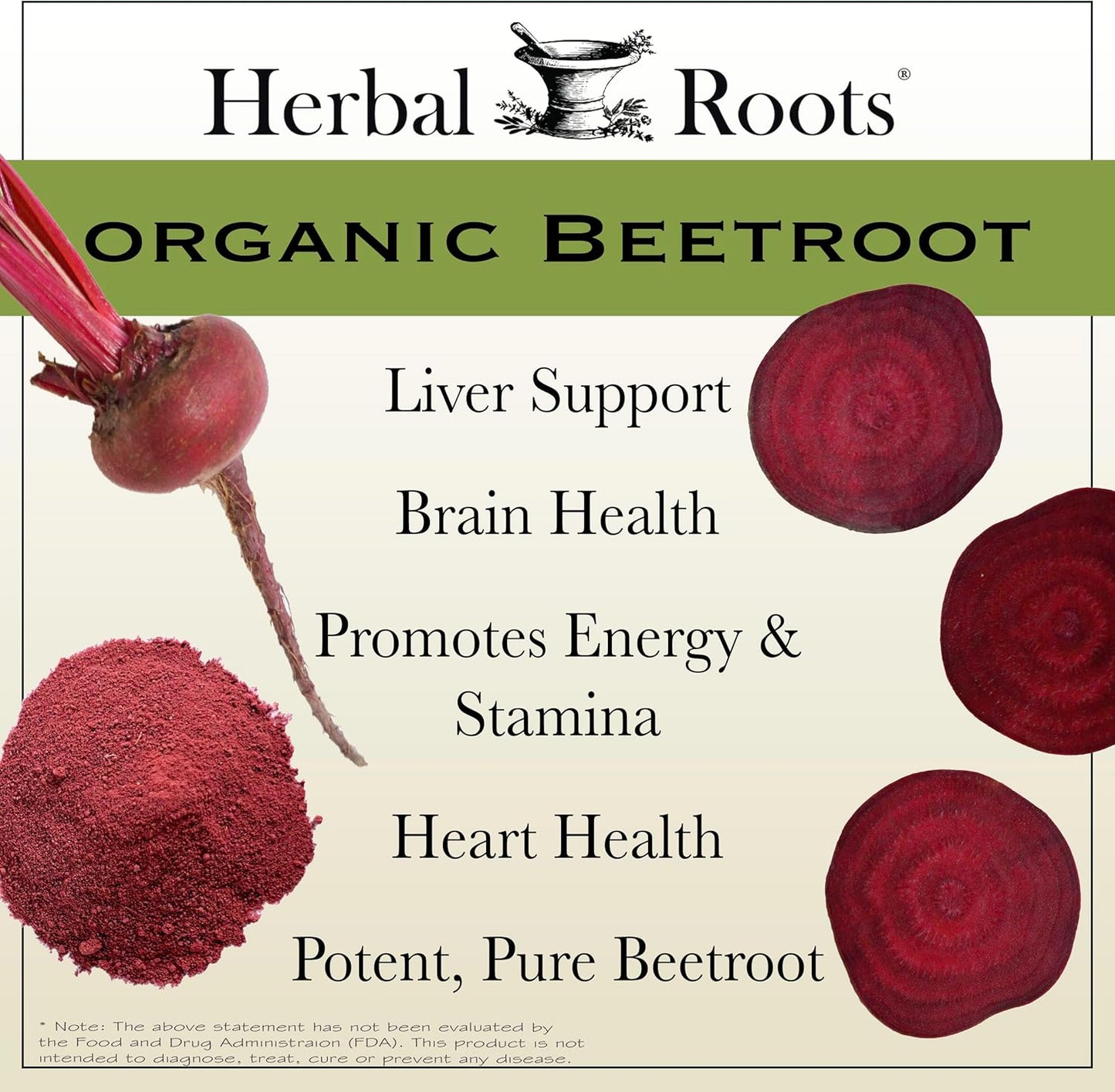 Herbal Roots Organic Beet Root Powder Capsules - 1,500mg per Serving - Certified USDA Organic - Non-GMO - 60 Count Vegan Capsules