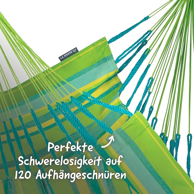 LA SIESTA® - XL King Domingo Hammock Swing Chair & CasaMount - Weather & Tear Resistant Hanging Chair - Outdoor Indoor Hammock Chair w/Suspension Kit for Walls Ceilings Square Beams - Lime