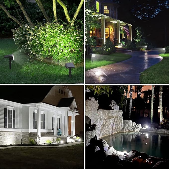 WELALO Solar Spot Lights Outdoor, [2 Pack/52 LED/3 Modes] 2-in-1 Solar Landscape Spotlights, Solar Powered Security Lights, IP65 Waterproof Wall Lights for Walkway Yard Garden Driveway(Cool White)