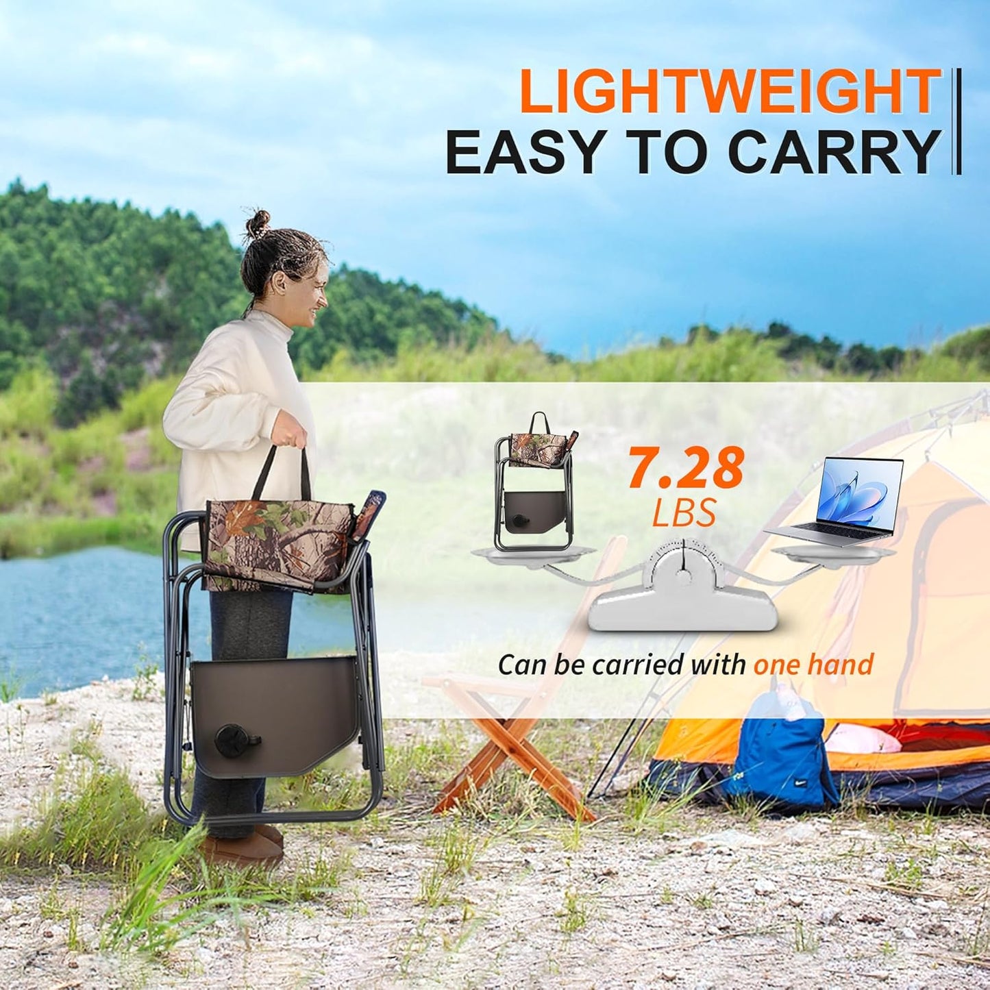 CAMPHILL Directors Camping Chairs-Lightweight Folding Lawn Chairs with Side Table-Outdoor Foldable Camp Chair for Hunting Fishing Travel-Camouflage,Heavy Duty Support 300lbs