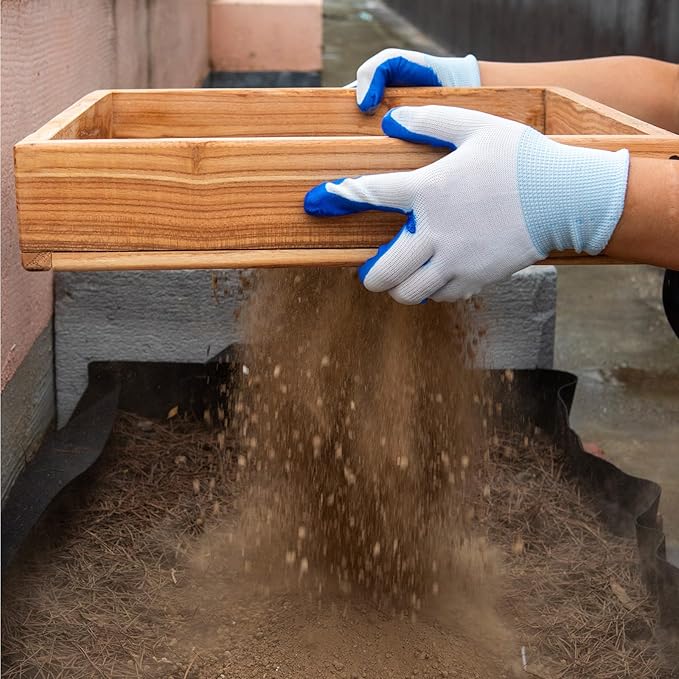 Sifter for Garden, 2Pcs Hand Held Multi-Purpose Stainless Compost Soil Screen Dirt Cedar Stainless Garden Sifter Sieve for Compost, Sand Rocks Dirt and Potting Soil（2/5"+1/4"）