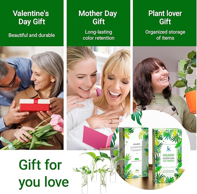 Ivolador Wall Plant Propagation Station Hanging Glass Planter Vase Terrarium Container Cylinder Shape Perfect for Propagating Hydroponic Plants Home Office Garden Decor Wedding-4PCS