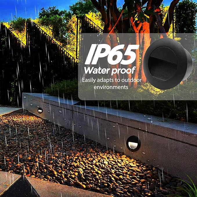 6Pcs 3W LED Recessed Wall Light, Step Light Warm White 3000K, Stair Light Staircase Light Lighting lamp, Inside Outside Garden Balcony Corridor, Aluminum, 120V Black