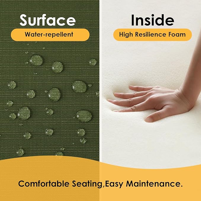 Outdoor Square Corner Seat Cushion, 18.5"x16"x3", Set of 4, Non Slip Seat Cushion Pads with Removable Cover for Patio Furniture, Garden Yard Lawn, Deep Forest Green