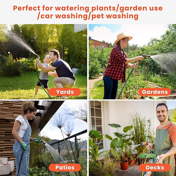 Upgraded Retractable Garden Hose Reels 130 ft X 1/2" PRO Metal Bracket 180° Swivel Any Length Lock Heavy Duty Water Hose Reels Wall Mount 9 Pattern Nozzle Garden Watering