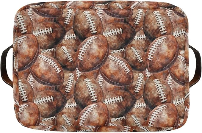 Football Rectangular Storage Basket Organizer Bin Shelf Baskets For Home Office Dorm