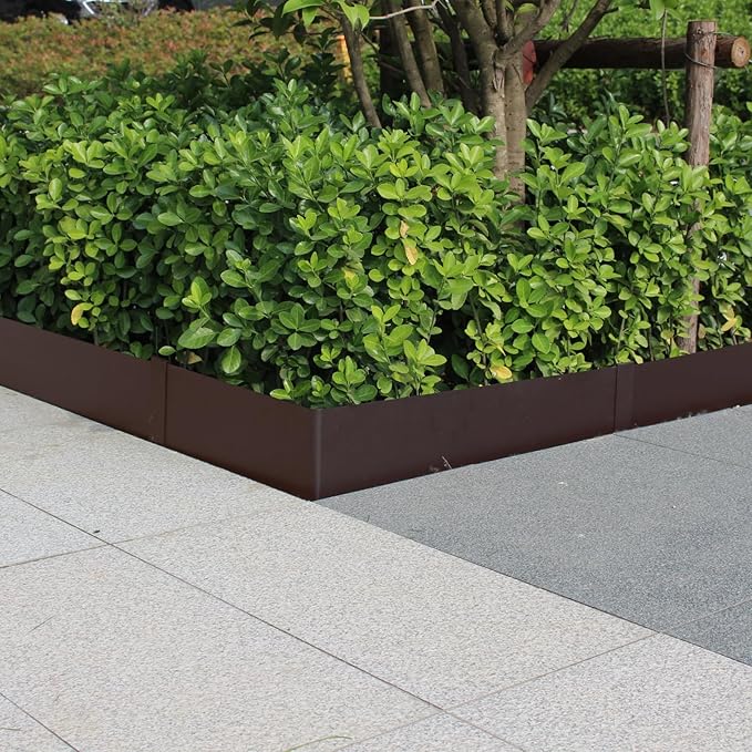 40" L x 6" H Metal Landscape Edging, Heavy Duty Galvanized Steel Garden Edging,6 Pack Steel Landscape Edging with Clips for Lawn, Flower Bed, Yard (Brown)