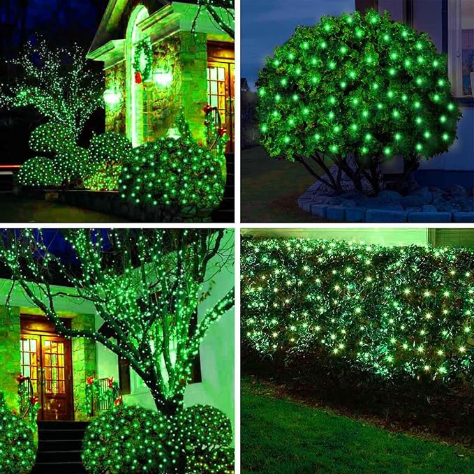 6Ftx4Ft LED Christmas Net Lights Green Wire,Connectable UL Certified Waterptoof Net Lights for Bushes Trees Shurb Garden Outdoor Christmas Decorations