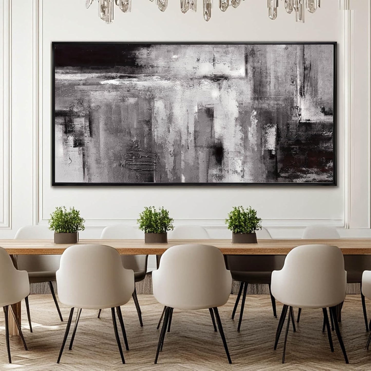 Large Framed Canvas Wall Art Black and White Abstract Art Painting for Bedroom Living Room Wall Decorations 29"x 58" Office Wall Decor