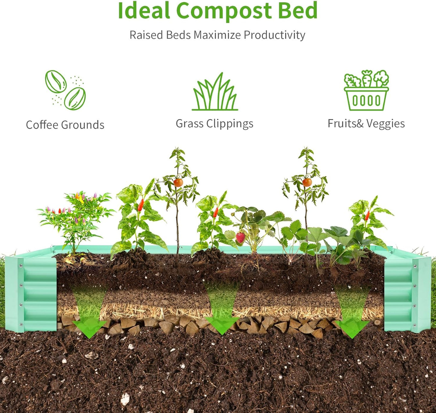 Land Guard 6×3×1ft Galvanized Metal Raised Garden Bed, Metal Planter Kit Box Outdoor for Deep-Rooted Vegetables, Flowers, Green and Herbs (Lime Green)…