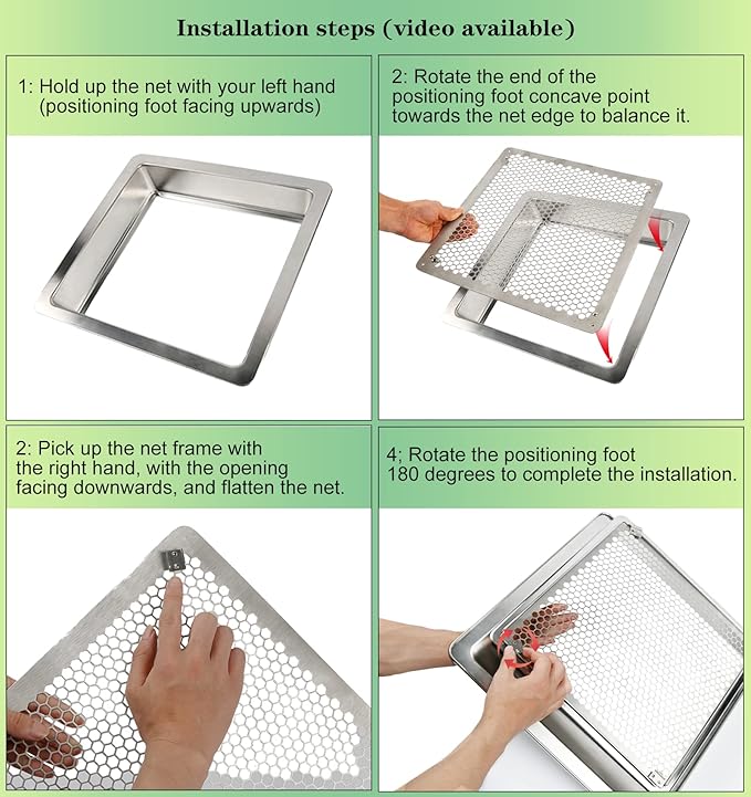 Soil Sifter Strainer Sift Screen Composter - Stainless Dirt sifter,16"Rock Sifter,Bonsai Sifter for Gardening,Metal Soil Sieve Set,2 Interchangeable net Compost Sieve,Substitute Wooden Garden Sifter.