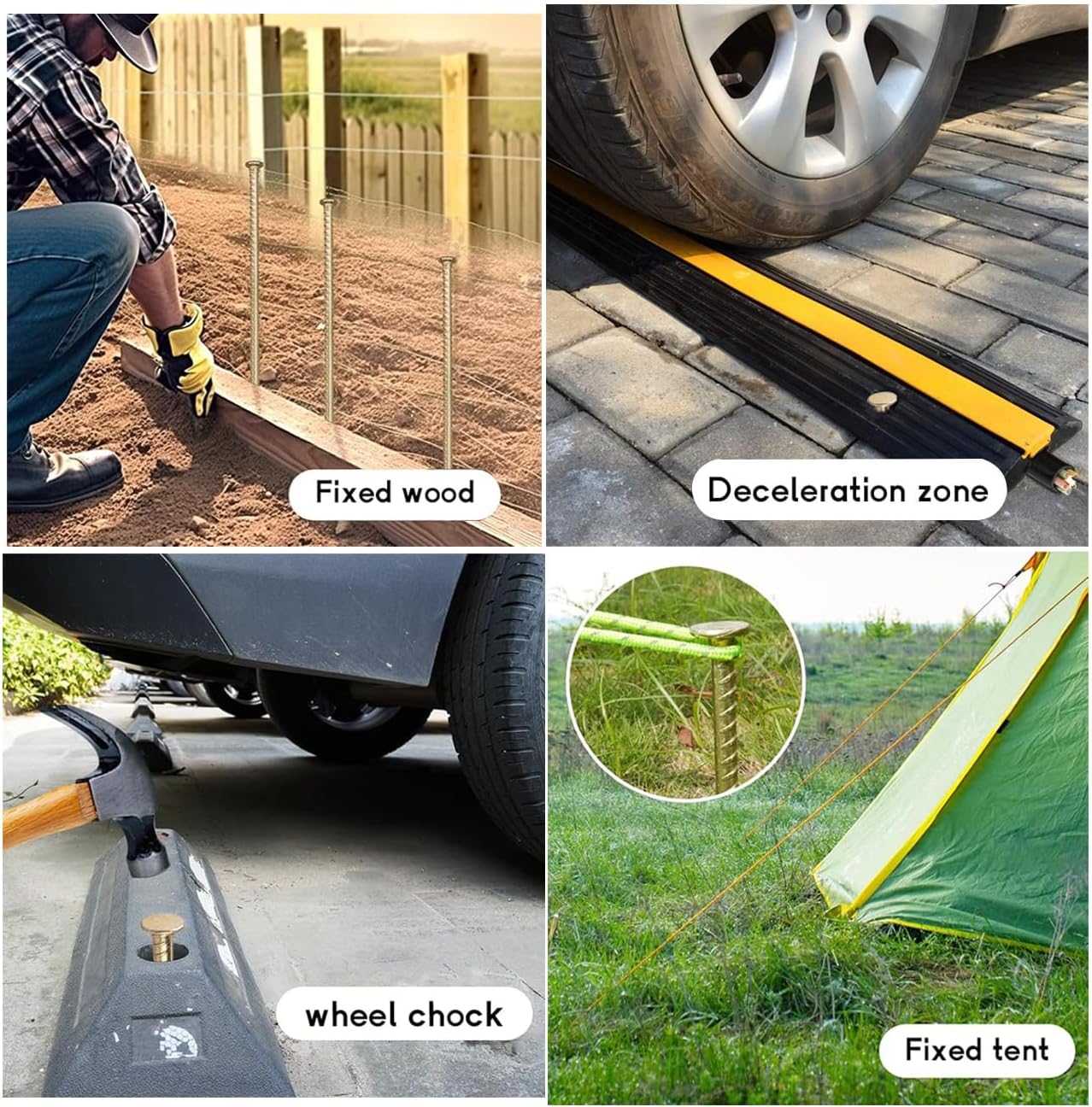 16 Inch Rebar Stakes (20 Pack)- 0.5 Inch Diameter Galvanized Steel Ground Anchors - Heavy Duty Plant Support Garden Stake for Speed Bump, Wheel Stop, Tent Stakes Metal Rebar Support