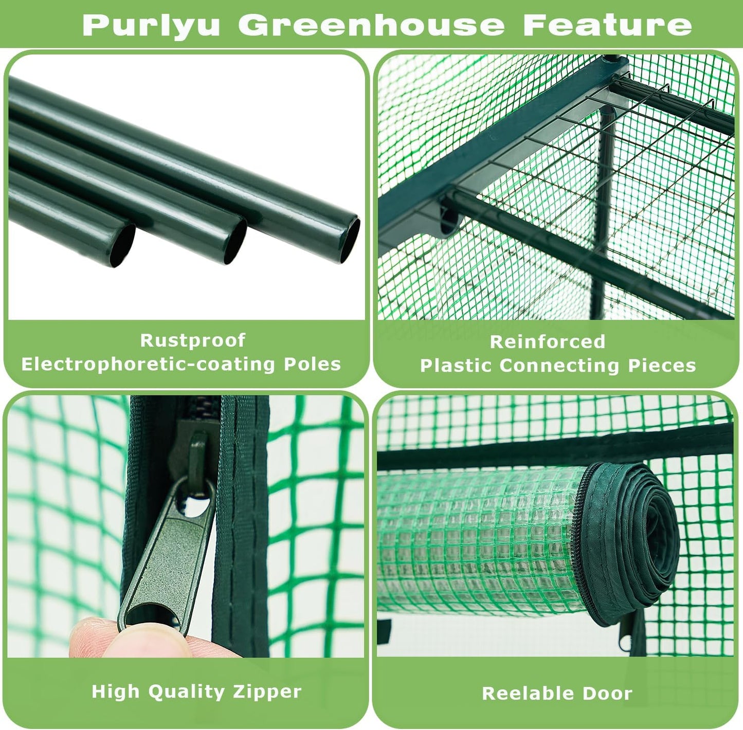 Mini Greenhouse for Indoor Outdoor,Plant Green House 4-Tier Rack Stand Portable Greenhouses with Durable PE Cover for Seedling, 2.5x1.6x5.2 FT Ideal Gardening Gifts for Women Men(PLGH704G)