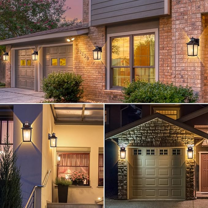 Oil Rubbed Bronze Motion Sensor Outdoor Lights 2 Packs - Waterproof Dusk to Dawn Outdoor Lighting, Brown Exterior Garage Light Fixture, Porch Light Outside Wall Mount for House, Front Door, Anti-Rust