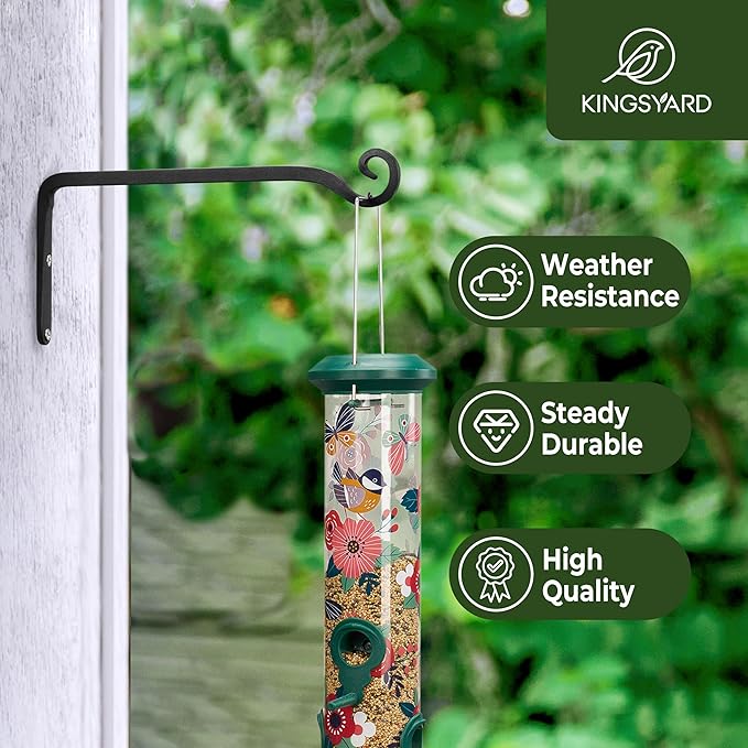 Kingsyard 2-Pack Wall Plant Hanger Outdoor - Heavy Duty Metal Hanging Bracket Hooks for Hanging Plant Bird Feeders Lanterns Wind Chimes Outdoor & Indoor, 6-Inch/Black