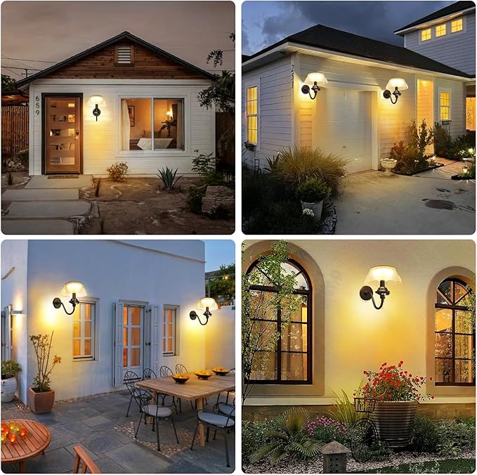 Aqonsie Solar Barn Lights Outdoor with 3 Lighting Modes & Motion Sensor, Attractive Solar Wall Lights Outdoor, Waterproof Outdoor Solar Light for Chicken coop, Barn, Shed, Garden, Porch, Yard, 2 Pack