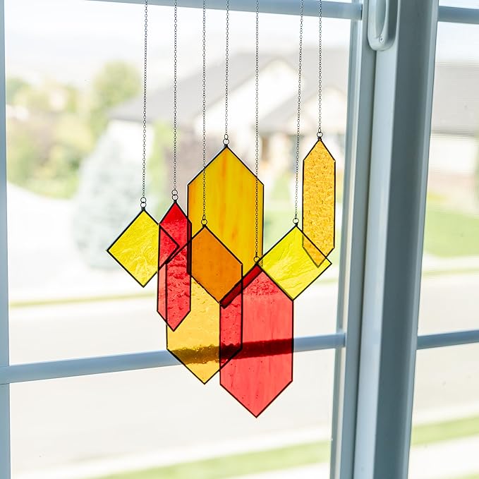 Stained Glass Window Hanging from Son Sun Catchers Wall Hanging Window Decor Sunset Glow Stain Glass Handcrafted Preassembled Vivid Real Stained Glass Art Sun Catcher