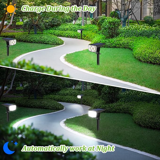 6-Pack Solar Spot Lights Outdoor, 59 LED Solar Lights Outdoor Waterproof, Outdoor Solar Lights for Yard with 3 Lighting Modes, Solar Landscape Spotlights for Garden Pathway Driveway Walkway