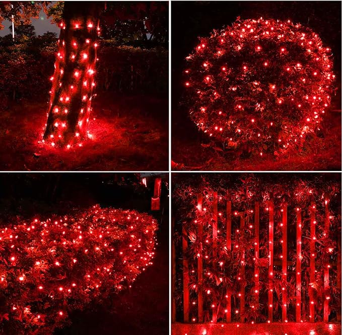 6Ftx4Ft LED Christmas Net Lights Green Wire,Connectable UL Certified Waterptoof Net Lights for Bushes Trees Shurb Garden Outdoor Christmas Decorations