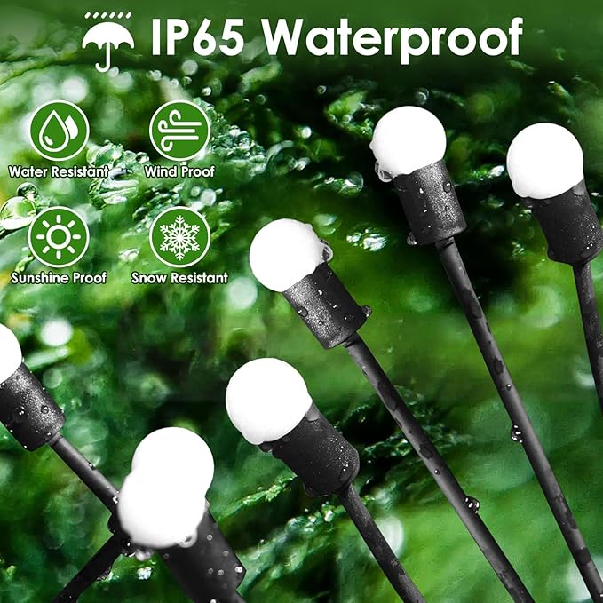 2025 Solar Lights Outdoor Waterproof, 4 Pack Solar Garden Lights, Solar Firefly Lights Outdoor Waterproof, Solar Twinkle Swaying Fairy Light for Yard Patio Pathway Garden Decoration (Cool White)