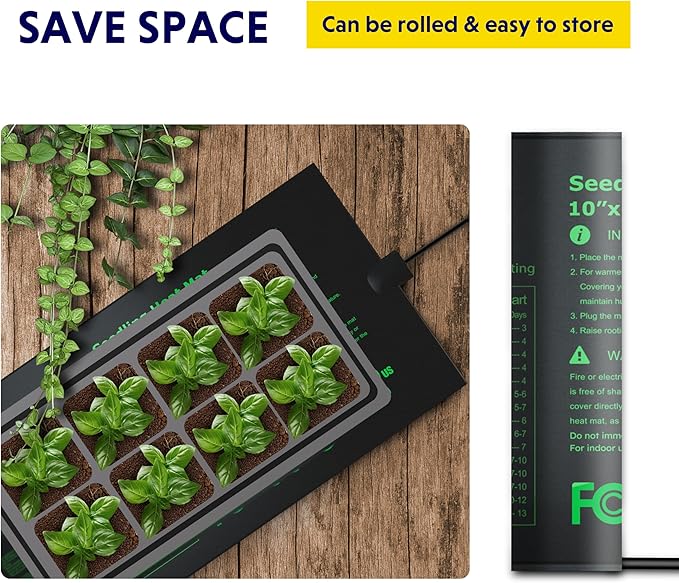 iPower 4 Pack 10" x 20.75" Seeding Heat Mat Upgraded Carbon Film Indoor Warm Hydroponic Plant Germination Starting Pad Durable Waterproof