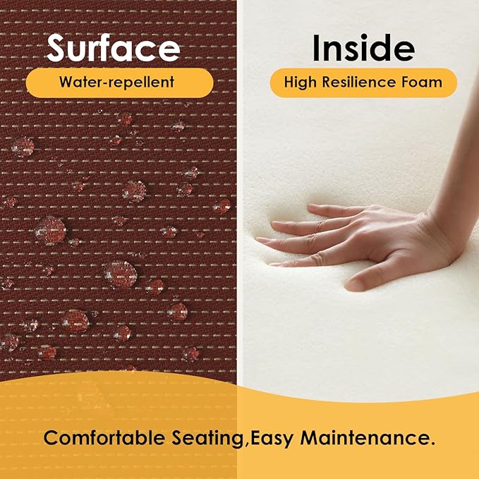 Outdoor Square Corner Seat Cushion, 19"x19"x3", Set of 4, Non Slip Seat Cushion Pads with Removable Cover for Patio Furniture, Garden Yard Lawn, Tan Dotted Red Base