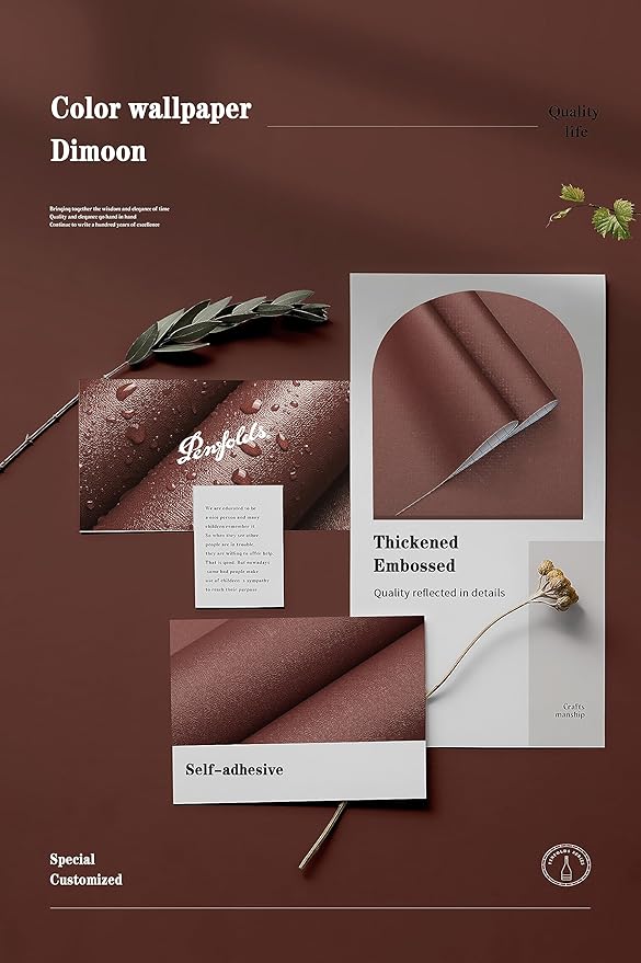 Dimoon 118''x17.7'' Red Peel and Stick Wallpaper Contact Paper Modern Self Adhesive Wall Paper Removable Renter Friendly Textured Solid Color Shelf Cabinet Vinyl Roll (118''x17.7'',Bordeaux Red)