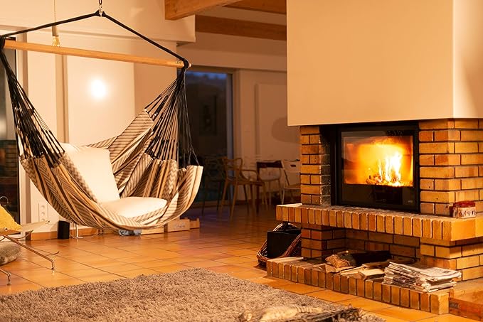 LA SIESTA® - XL King Habana Cotton Hammock Chair & CasaMount - Hanging Chair w/Suspension Kit for Walls Ceilings & Square Beams - Indoor Outdoor Swing Hanging Chair Bedroom Patio Balcony - Zebra