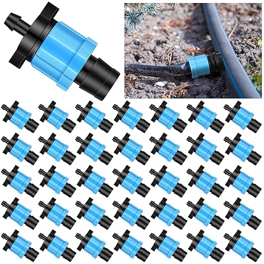 Frienda Drip Tape Connector Fittings, Locks 1/4" Barb for 5/8" Drip Irrigation Fitting Kit Irrigation Tubing Connectors Tools Coupling Barbed Locking Fitting(50 Pcs)
