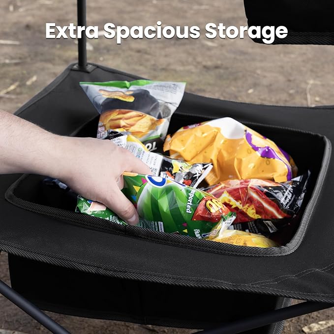 Folding Camping Table, Portable Outdoor Picnic Table, Rectangular Lightweight Camp Table with Storage, Cup Holder and Carry Bag for Barbeque Beach Camping and Tailgate