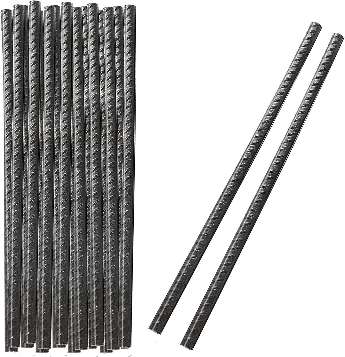 16 PCS 15 Inch Black Ground Rebar Stakes, Heavy Duty Hook Ground Anchors Stakes, Straight Metal Stakes for Concrete Forming, Camping Tent, Plant Stakes, 3/8” Thick