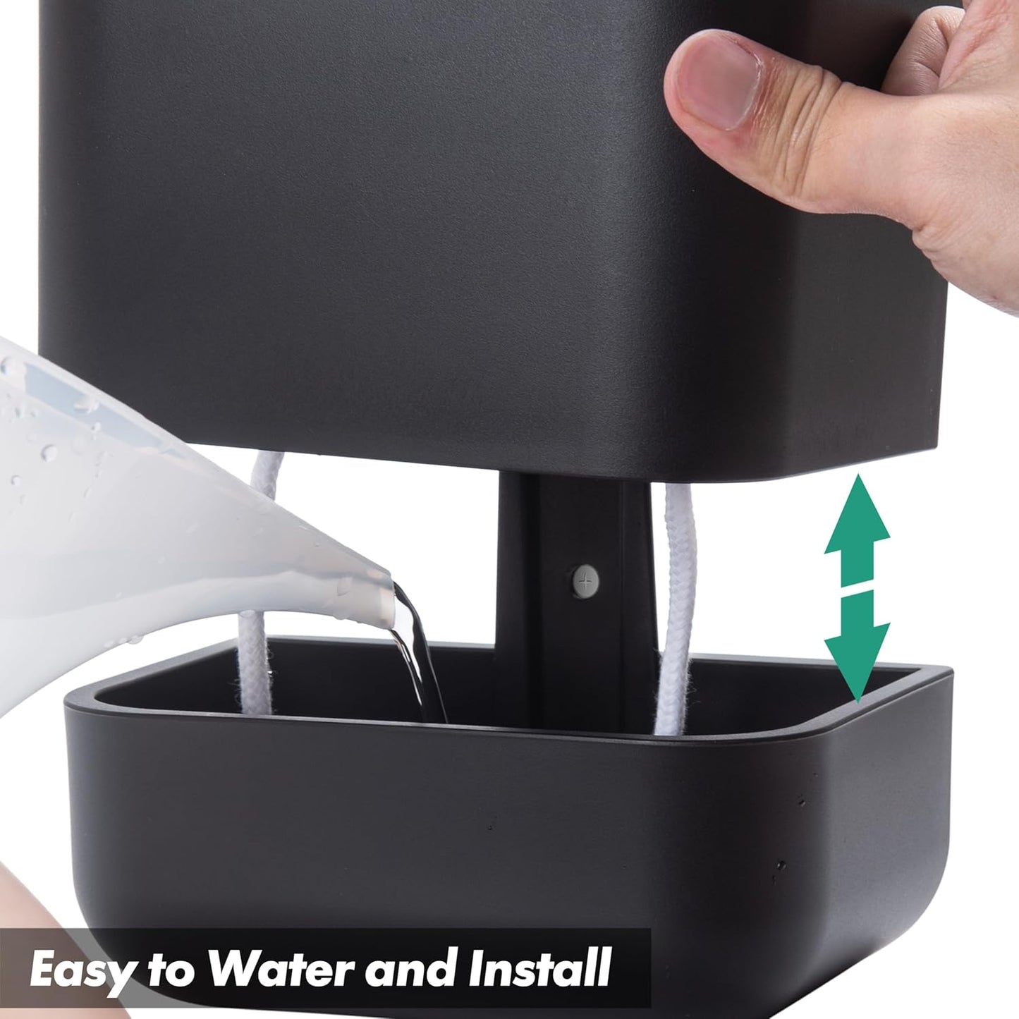 Phoenix Vine 6.5-Inch Wall Mounted Self-Watering Planter Pot for Indoor Houseplants and Herbs | Modern Hanging Planter for Window Sills, Bathroom Walls, Home & Office Décor, Black, Set of 2, 01-WP-B-2