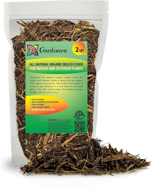 Organic Natural Mulch Cover by Gardenera - Create a Sustainable and Healthy Landscape - 2 QUARTS