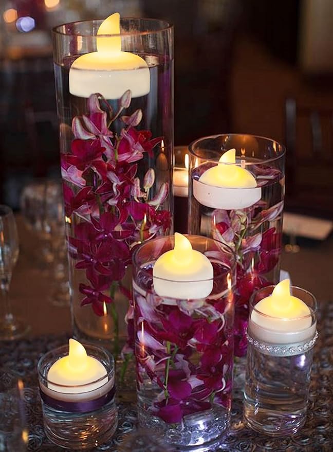 72 Pack Flameless Flickering Floating Tea Lights, Warm White Battery Operated Outdoor Waterproof Candles, LED Votive Tealight Candles Bulk for Wedding Centerpiece Vase Pond Halloween Decorations