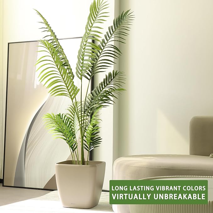 Dexceder 13x12 Self Watering Planter with Wheels Indoor Outdoor, Inner Mat Design, Thickened Large Floor Standing Flower Plant Pot with Water Level Indicator (Taupe Matte)