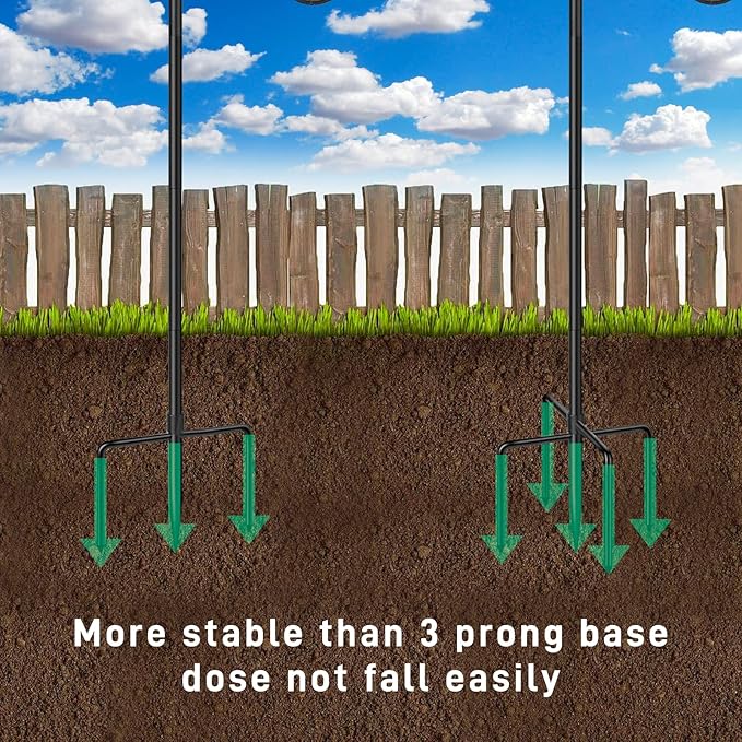 5-Prong Shepherd Hooks for Outdoor, Heavy Duty Iron Garden Hooks for Hanging Plants, Bird Feeders, Lanterns, Solar Lights, and Wedding Decor – Rust-Resistant, Adjustable, Easy to Install 36 Inch