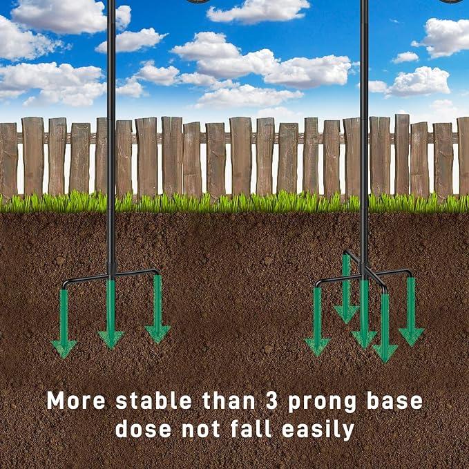 5-Prong Shepherd Hooks for Outdoor 2 Pack Heavy Duty Iron Garden Hooks for Hanging Plants, Bird Feeders, Lanterns, Solar Lights, and Wedding Decor – Rust-Resistant, Adjustable, Easy to Install 48 Inch