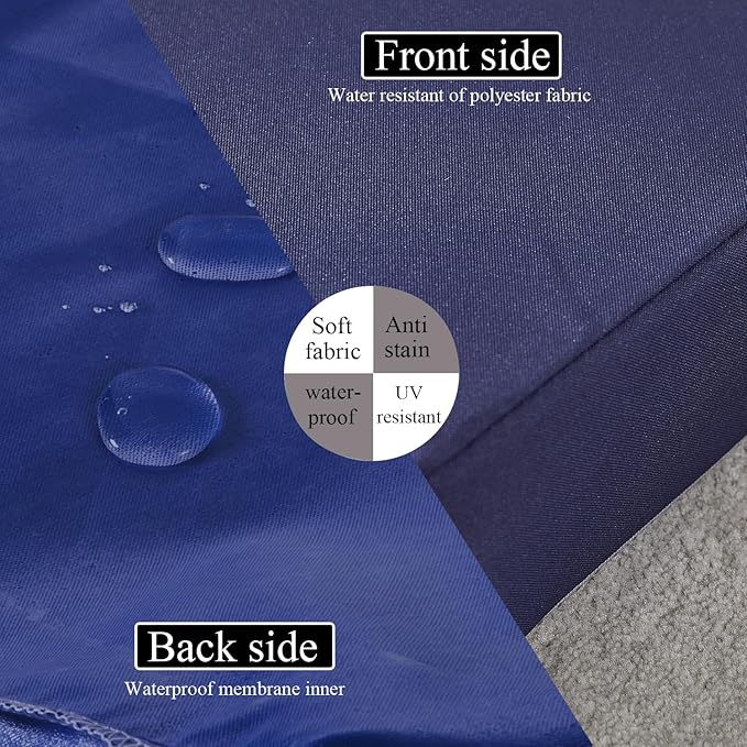 19 x 19 Inch Outdoor Seat Cushions for Patio Furniture with Non Slip and Ties Waterproof & UV Resistant Round Corner Outdoor Chair Cushions Replacement Set of 2, Navy Blue